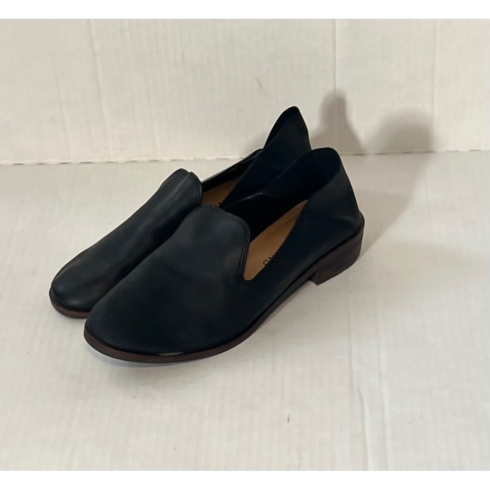 Lucky Brand Cahill Black Leather Slip On Loafer Flat Shoes Women Size 5.5